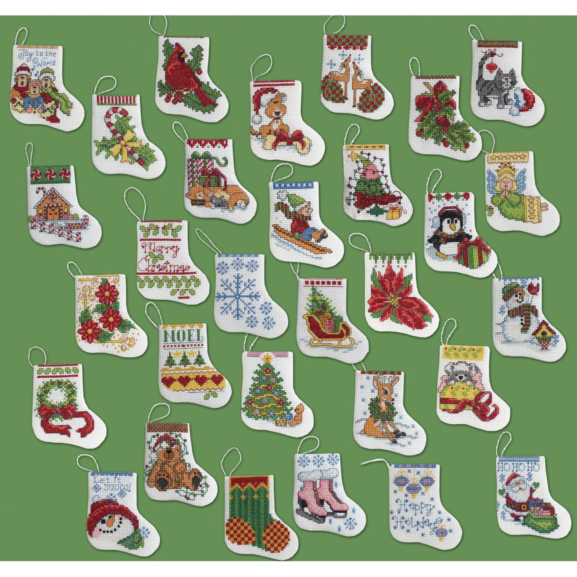 Plaid® Bucilla® More Tiny Stocking Ornaments Counted Cross Stitch Kit, 30ct.